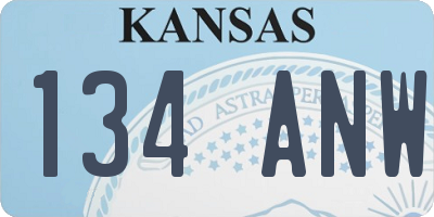 KS license plate 134ANW