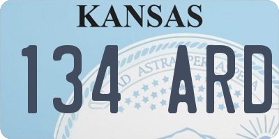 KS license plate 134ARD