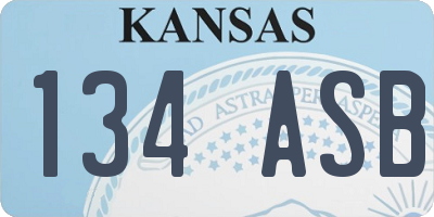 KS license plate 134ASB