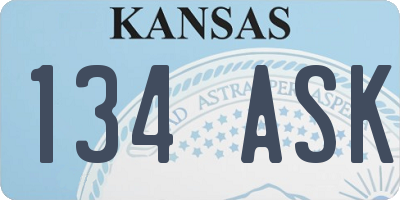 KS license plate 134ASK