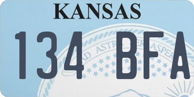 KS license plate 134BFA