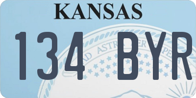 KS license plate 134BYR