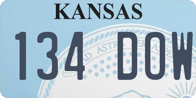 KS license plate 134DOW