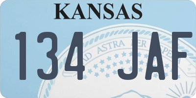 KS license plate 134JAF