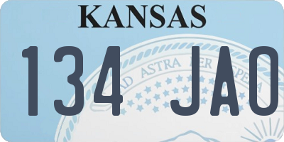 KS license plate 134JAO