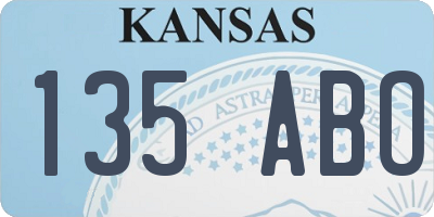 KS license plate 135ABO