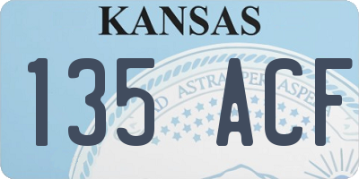 KS license plate 135ACF