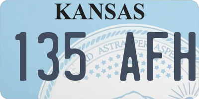 KS license plate 135AFH