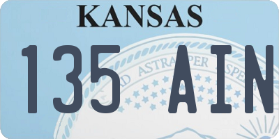 KS license plate 135AIN