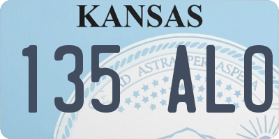 KS license plate 135ALO