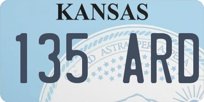 KS license plate 135ARD