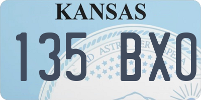 KS license plate 135BXO