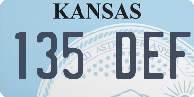 KS license plate 135DEF