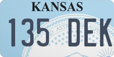 KS license plate 135DEK