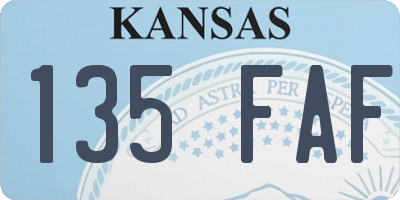 KS license plate 135FAF