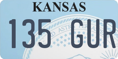 KS license plate 135GUR