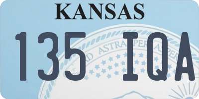 KS license plate 135IQA