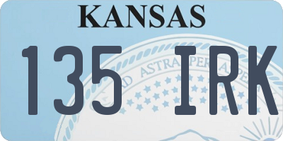 KS license plate 135IRK