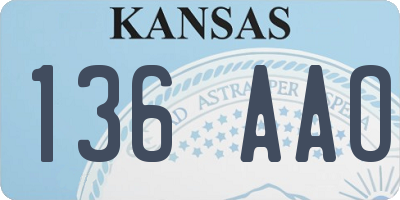 KS license plate 136AAO