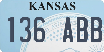KS license plate 136ABB