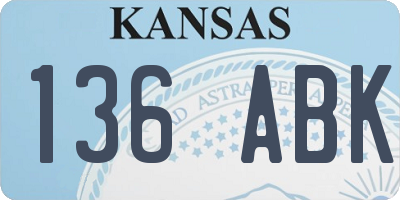 KS license plate 136ABK