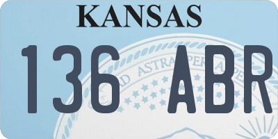 KS license plate 136ABR