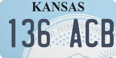 KS license plate 136ACB