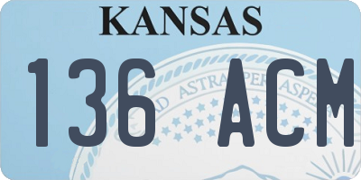 KS license plate 136ACM