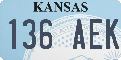 KS license plate 136AEK
