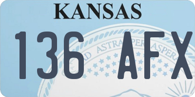 KS license plate 136AFX