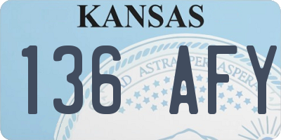 KS license plate 136AFY