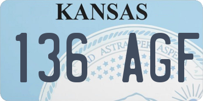 KS license plate 136AGF