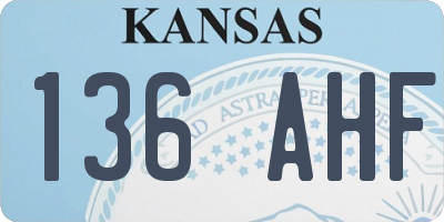 KS license plate 136AHF