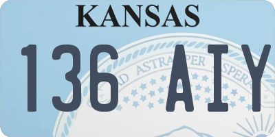 KS license plate 136AIY