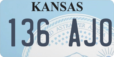 KS license plate 136AJO