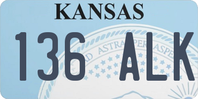 KS license plate 136ALK