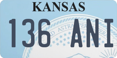 KS license plate 136ANI