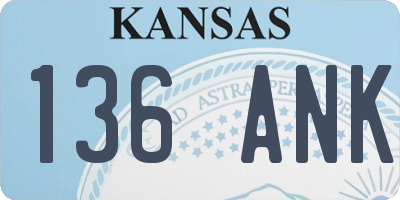 KS license plate 136ANK
