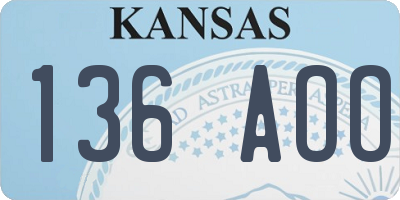 KS license plate 136AOO