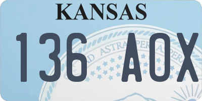KS license plate 136AOX