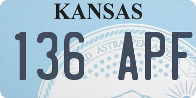 KS license plate 136APF