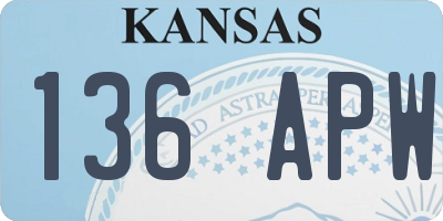 KS license plate 136APW