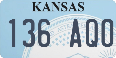 KS license plate 136AQO