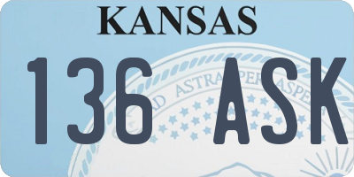 KS license plate 136ASK
