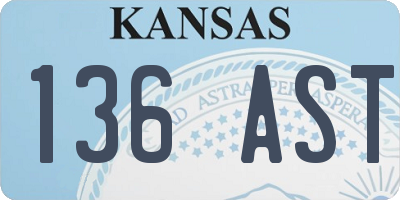 KS license plate 136AST