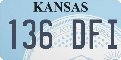 KS license plate 136DFI