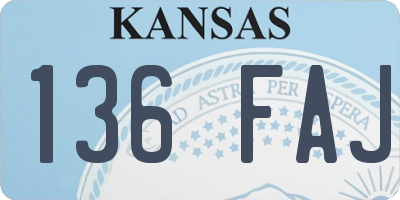 KS license plate 136FAJ
