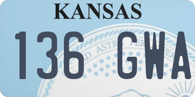 KS license plate 136GWA