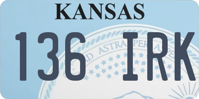KS license plate 136IRK