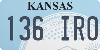KS license plate 136IRO